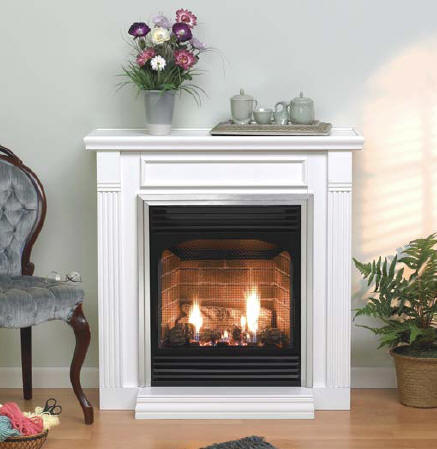 Wood-mantel-ventless-gas-log